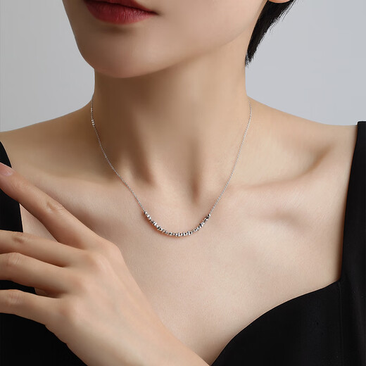Ming brand jewelry platinum Pt950 white gold string light necklace gift for women BFR0137 chain length about 40+2.5+2.5 cm about 4.07 grams