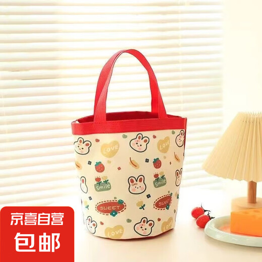 Cute illustration handbag mommy lunch bag tote bag childlike graffiti canvas bag red rabbit