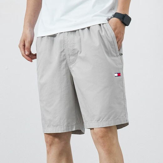 Tommybull Amerikaner Tommy Tommy Männerarbeitshose Sommer Neue Pure Cotton Lose gerade Mode Casual Beachhose YBF9224 Khaki L 100-120jin [Jin ist 0,5 kg]