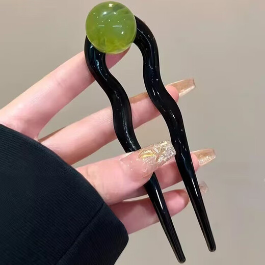 Jiaenbe Kokosnuss Kokosnuss gefrorene runde Perlen Retro einfache Perlen U-förmige Haarnadel Frauen 2025 Neues High-End-Sommer-Blasenhaarzubehör U-förmige runde Perlen Haarnadel (Karamellfarbe) Single