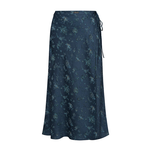 DZZIT地素半身裙2025夏季新款提花围裹式系带A字裙子女3J2S4176S 蓝色 XS