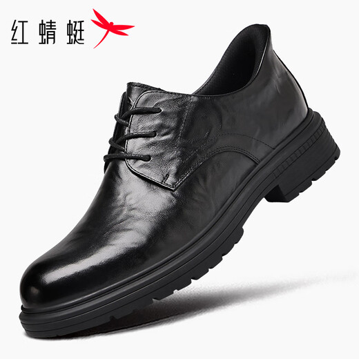 Red Dragonfly flash through series men's shoes business leather shoes lace up cowhide formal shoes men's casual shoes WLA350611 black 40