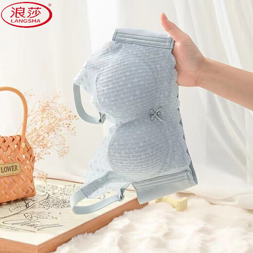 浪莎（LangSha）高档乳胶内衣女无磁中厚小胸聚拢文胸罩竖纹蕾丝纯欲风轻薄内衣女 暖肤色 80B 36/80AB（中厚2c）