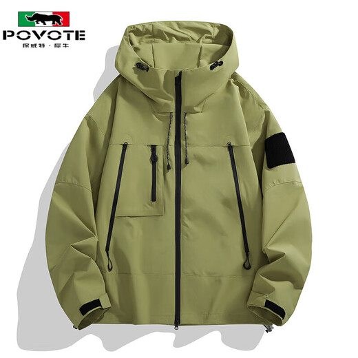 POVOTE assault men's and women's clothing spring and autumn 2025 new windproof and waterproof trend J91 ivory white 2XL 135-150Jin Jin is equal to 0.5 kg