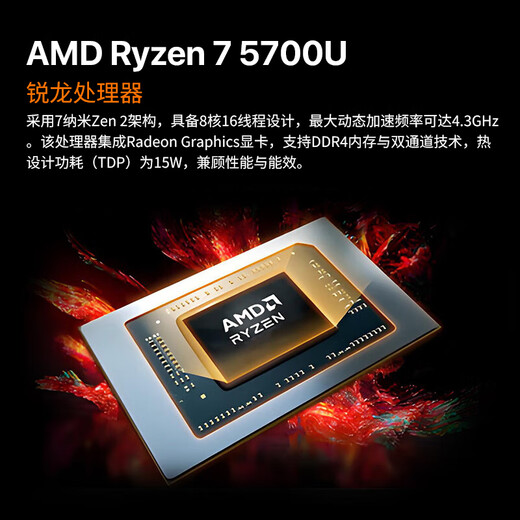 Panlei National Subsidy 20% mini host AMD Ryzen R7 5700U mini host eight core 16 threads 16G 512G gaming office design editing desktop computer