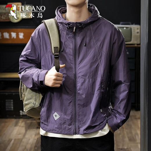 Woodpecker (TUCANO) summer light and breathable cool ice silk sun protection clothing jacket for men 2025 new anti-UV skin clothing fishing clothing off-white 4XL 200-220Jin Jin equals 0.5 kg