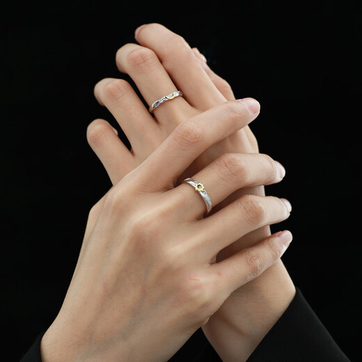 Mengkeduo, the sun and the moon shine together, couple rings, adjustable rings, high-end confession of love, proposal, Valentine’s Day gift for girlfriend, couple rings, the sun and moon shine together,