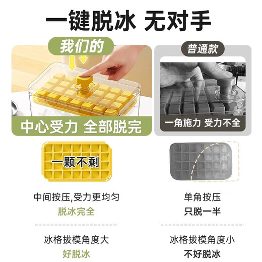 Jingyan Frozen Ice Cube Mold Ice Making Artifact Press Ice Tray Refrigerator Ice Box Household Food Grade Homemade Ice Storage Box with Cover Food Grade PP Material Fruit Green-Double Layer 56 Grid Set One-button Press to Make Ice