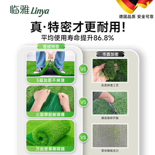 Linya special dense fake lawn outdoor simulated lawn carpet kindergarten lawn mat artificial artificial plastic turf decoration 2cm-14 needle special dense series spring grass-green back 1 meter wide X 2 meters long