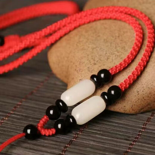 Hua Xiyi necklace rope high-end DIY pendant lanyard accessories pendant Hetian jade hand-woven rope adjustable hanging neck thick style Hetian jade-red rope