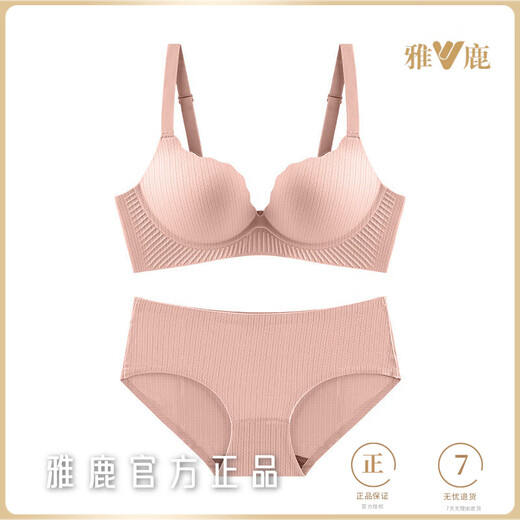 雅鹿小胸聚拢显大内衣女士2025加厚馒头杯收副乳防下垂无痕文胸罩套装 豆沙-套装【加厚升杯3cm】 70B 【建议70/32AB】