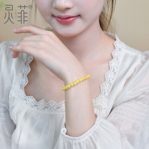 Bhiodha quality authentic natural beeswax bracelet collection grade Russian material 5-8mm amber Buddha beads Wenwan beads loose full honey Russian material bead diameter about 5mm (collection grade)