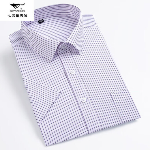 
Seven Wolf men's short-sleeved shirt 2025 summer middle-aged business casual versatile comfortable and breathable cotton professional work shirt DX6630 38