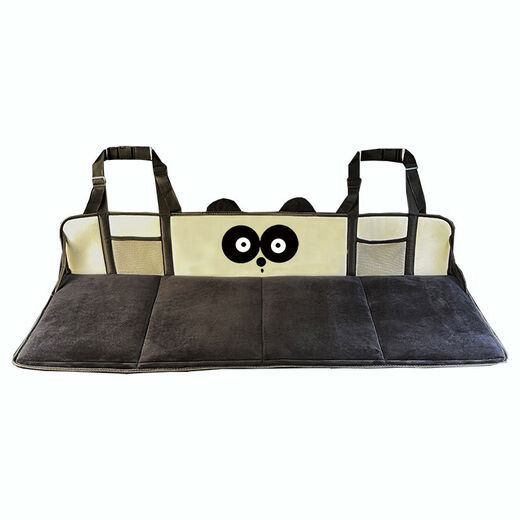 SUV Head Guard Extension Board Auto Reisebett Camping Heck schlafende Kinder Süßes Cartoon falten ohne aufblasbare schwarze Panda Doppelmodell 12353cm