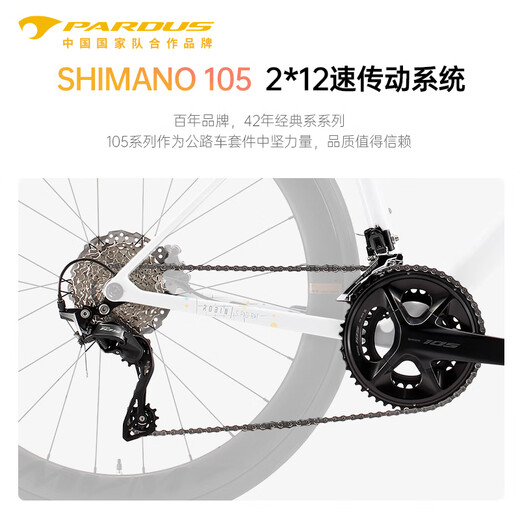 PARDUS瑞豹ROBIN SPORT公路车碳纤维105大套R7170油碟弯把自行车 水珍珠白-禧玛诺105大套-碳轮 M（适合身高170-183CM)
