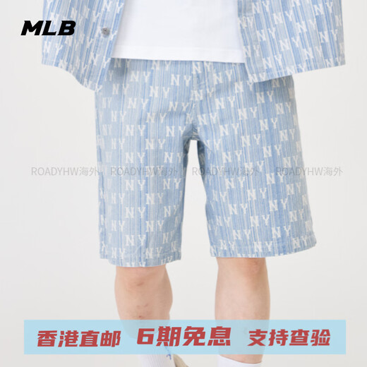MLB张凌赫同款复古纯棉牛仔衬衫老花时尚条纹外套春夏DRM03 纽约洋基队/浅蓝色 XS