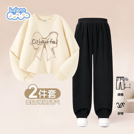 班尼路女童套装2025秋款女孩秋季圆领卫衣中大童复古灯芯绒束口休闲裤子