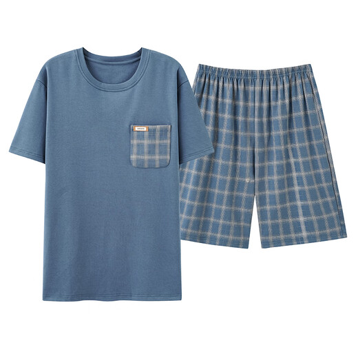 Hongdou (Hodo) pijama para hombres en verano pantalones cortos de algodón puro para juventud verano delgado de gran tamaño para ropa para al aire libre juego de ropa para el hogar HD-9930 L