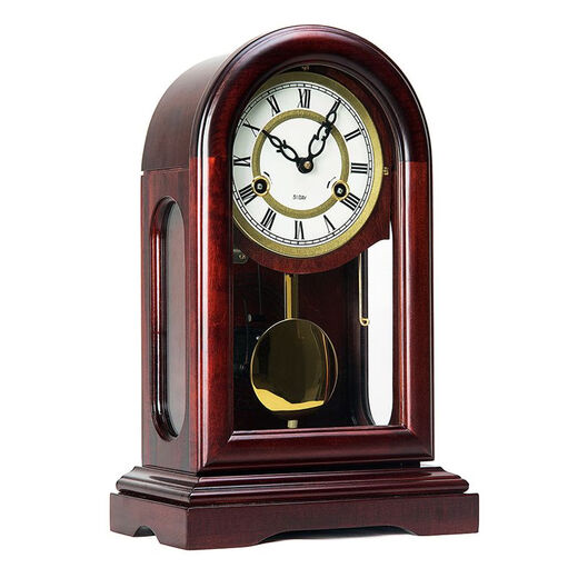 Pure copper movement mechanical desk clock living room old-fashioned solid wood dotted time pendulum clock winding chain spring retro table clock solid wood mechanical desk clock height 38CM width 24CM 12 inches