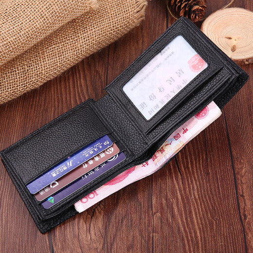 Spot High-End echtes Leder-Litschi-Muster Kurzer Männer Brieftasche plus Surround Casual Top-Schicht Kuhladen horizontaler Männerkaffee