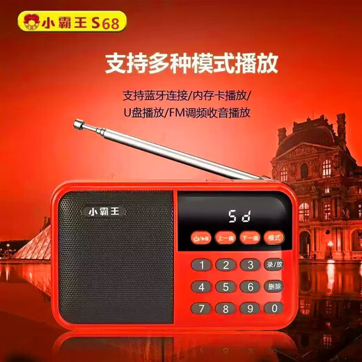 Radio Bluetooth audio player plug-in card small audio radio can be inserted into the card into the U disk into the earphones old man radio Bluetooth radio grass green standard (host + charging cable + battery + lanyard)