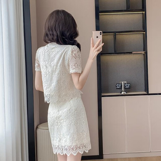 Guanmao Pei Xiaoxiangfeng Spitze Rock Zwei-teiliger Damen-Farbtemperamentanzug Rock 2025 Off-weißer Anzug 841 XL