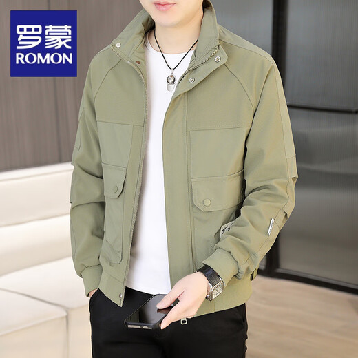 罗蒙（ROMON）夹克立领外套男士春秋季2025新款潮流宽松工装男款休闲百搭上衣服 9928款咖色 M 90-105斤