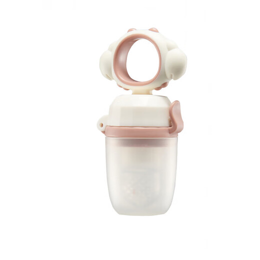 Baby food bite bag Fruit and Vegetable Silicone extrusion molar stick teether baby eating fruit supplementary utensils for home use white with base 1 pack