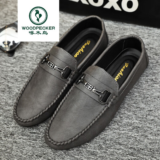 
Woodpecker versatile black work light new breathable men's shoes men's love bean shoes men's casual soft leather comfortable D826 black 41