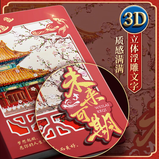 Mali Gu style student record commemorative book 2025 new style elementary school students with high appearance graduation from sixth grade girls with leather gold stamping [spread wings and flying high] 80 pictures - cloud space (can write 681