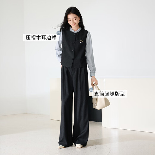Xiangying [Urban Agent] Pendlertemperament Set Set Women's 2025 Herbst neue Style Shirt Weste Hosen Drei-teilige Set-Set-Shirt + Mode Set XL