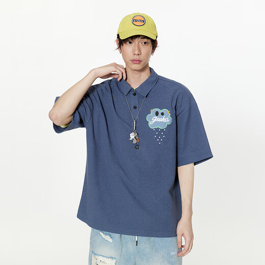 Guyuka (GUUKA) couple outfit T-shirt trendy brand short-sleeved men's clothes summer 2025 new casual large size loose five-minute half-sleeved sleeves medium gray F6625 2XL