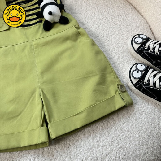 G.Duck Children’s Overalls Anzugs-Sommerkleidung für Jungen und Mädchen, grüne und modische Kinderkleidung zweiteiliger Set für Jungen Koreanisch vielseitige Sommerstil grünen Anzug [kein Bär] 90 können geöffnet werden
