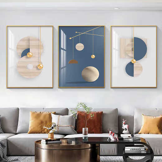 梵琼现代轻奢客厅装饰画抽象艺术沙发背景墙挂画北欧几何创意三联画 JD13546 60*80/60*80/60*80
