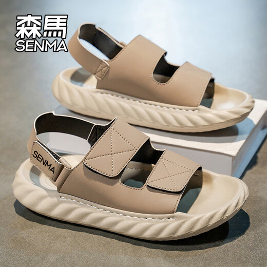 Sandals Senma Les hommes portent des tabourets à semelles épaisses sans glissement et se sentent Sandales décontractées à la plage des pantoufles sportives à la tendance extérieure [version ultravel] Khaki 42