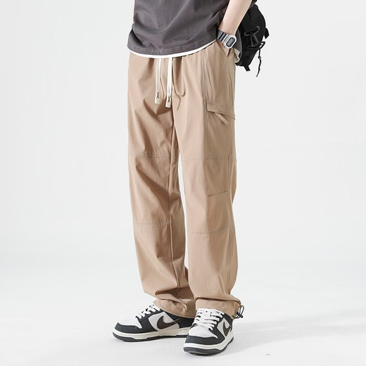 Trueves Summer Fino Seda Seda de secado rápido y pantalones casuales Diseño de piernas rectas para hombres 9221 Militar Green M