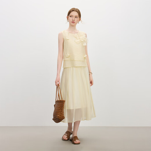 
Fan Silan's design sense three-dimensional flower sleeveless top skirt suit women's summer 2025 new style 2677 top S