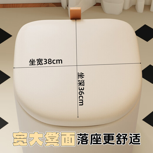 Yiwangchao Makeup Stool Storage Dressing Stool Girls' Bedroom Cream Wind Rotating Universal Wheel Manicure Chair Square Stool Low Stool Off-white High Elastic Sponge Cushion Nappa Leather