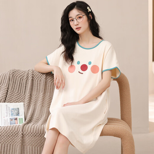 Lexi Beiluo cotton short-sleeved nightgown ladies summer home furnishing Developer cartoon set H702 180 170(XL)