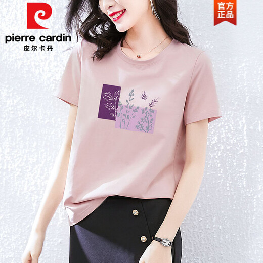 皮尔卡丹（pierre cardin）棉短袖t恤女装宽松韩版粉色半袖体恤衫夏装2025年新款夏季上衣时 Z-4050灰粉+Z-6193灰粉 M (建议80-105斤)