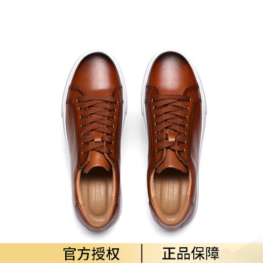 MNSMIN法国奢侈品男鞋高档四季款牛皮系带休闲小白鞋日常通勤板鞋时尚潮 棕色9225 38