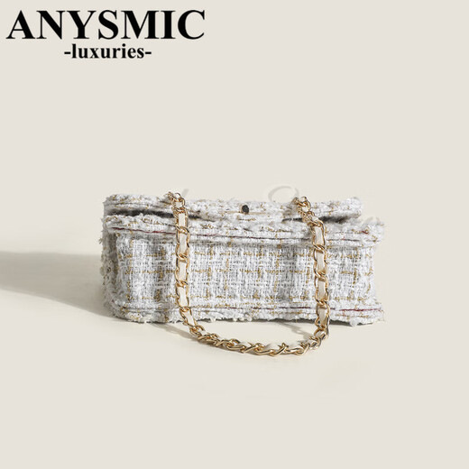 Anysmic Luxury High-End-Marke-Tasche Damenbeutel Unterarm Tasche Kleine Duftstil Kettenbeutel Umhängetasche Geburtstagsgeschenk Beige White
