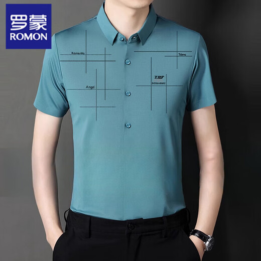 Romon (Romon) 2025 Été Nouveau argent à manches de chemise à manches courtes pour hommes à manches courtes et à manches à manches courtes Vêtements pour hommes minces.