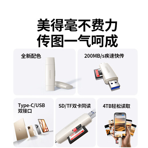 Greenlink USB/Type-C card reader 3.0 high speed SD/TF simultaneous reading multi-function suitable for computer mobile phone Apple 16/15/iPad supports camera monitoring recorder memory card