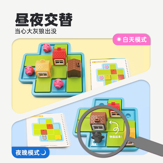 Smart Games Three Little Pigs Children's Educational Toys Early Education Board Game Gift Fairy Tale Picture Book Boy Birthday Gift 3-6 Years Old