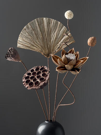 Wasabi luftgetrocknete Blütenschmuck Bouquet Lotus Pods Trockene Äste Blumenarrangement Natures Zen Tea Room Wohnzimmer Dekoration gefälschte Blumendekoration getrocknete Blume Kombination 5009 getrockneter Blütenbeutel