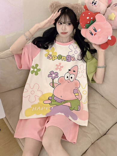 
Crayon Shin-shirt pure cotton pajamas for women in summer short-sleeved thin cartoon cute student plus size fat mm home clothing QYS9928 M (suitable for 80-100Jin [Jin equals 0.5 kg])