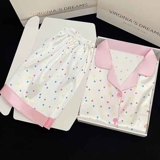 Ran Yilan's Même célébrité Internet Ins Style Summer NOUVEAU COULEUR POLKA POT DOT CHEPER CHEUVE CLIGHE SILK DOUELLE ET MIGNE Student Home Vêtements Light Yellow # YX-9214 L 99-115JIN [Jin est égal à 0,5 kg]