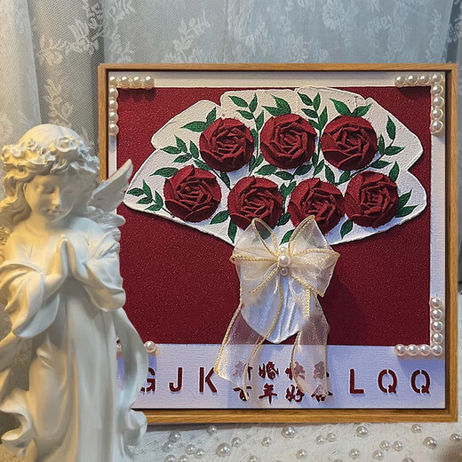 Three-dimensional tiger pearls wedding gift three-dimensional texture painting DIY digital oil painting fill color handmade acrylic texture XH13799 20x20cm thick solid wood inner frame