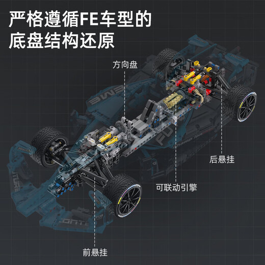 Click-to-Double Eagle Click-to-Build Blocks F1 Racing Model Electric Formula Remote Control Sports Car Adult Assembled Children's Gift C64004 Formula Racing-Static Version_16